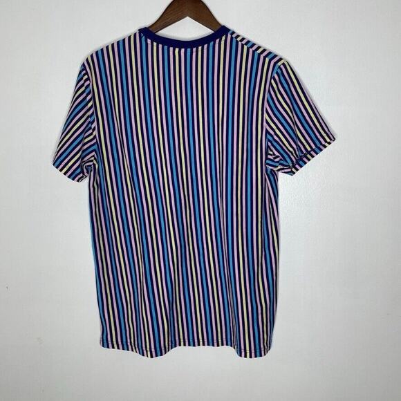 Nickelodeon Multicolored Striped Embroidered Logo Round Neck Shirt Size M Men's - Picture 7 of 7